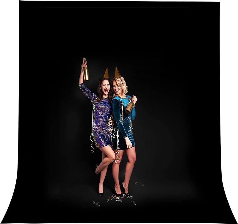 Photo 1 of 10x20ft Black Backdrop for Photography, Pure Polyester Black Photo Booth Backdrop Collapsible Black Screen Curtain with for Portrait Photoshoot, Party and Video
