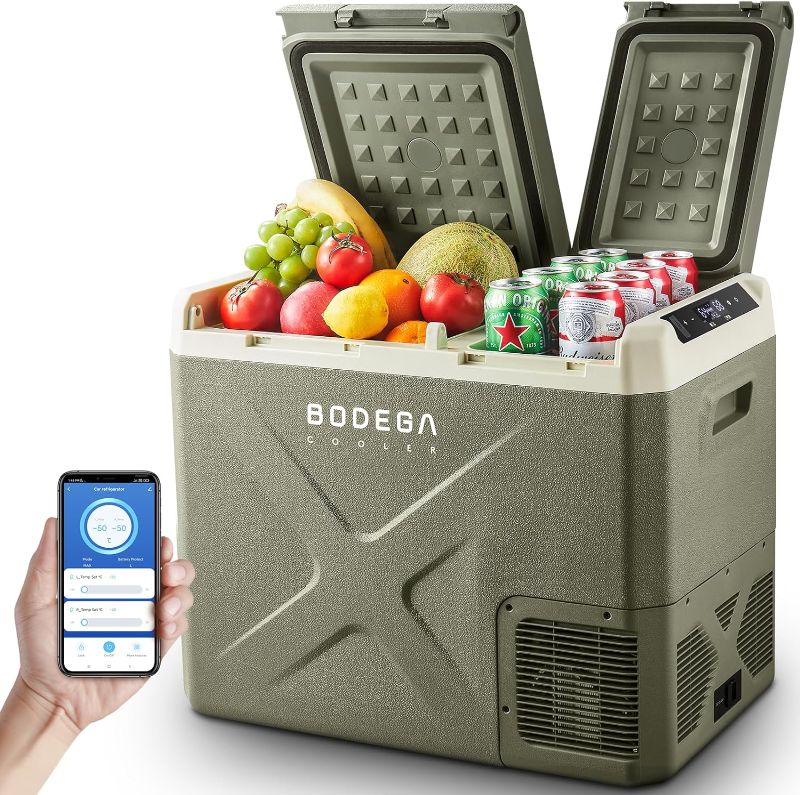 Photo 1 of ***NOT FUNCTIONING PROPERLY*** 
BODEGACOOLER 12V Portable Refrigerator, 42Quart (40L) Dual Zone Car Refrigerator, RV Car Fridge APP Control, -4?-68?Portable Freezer 12/24V DC 100-240V AC for Outdoor Camping Travel Vehicles Home Use 42QT(40L)