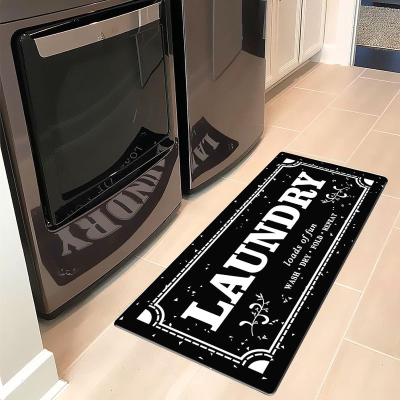 Photo 1 of "SIMILAR ITEM" Anti Fatigue Laundry Room Rug Black and White Laundry Room Mat Non Slip Comfort Floor Mat for Laundry Room, Washroom, Kitchen, Bathroom, 59"×20"