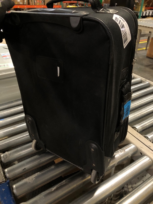 Photo 3 of (ONE PIECE) SMALLER BAG NOT INCLUDED Rockland Fashion Softside Upright Luggage Set, Black, 1-Piece (14/19) Black Standard Packaging******USED***HANDLE DOESN'T WORK**** 