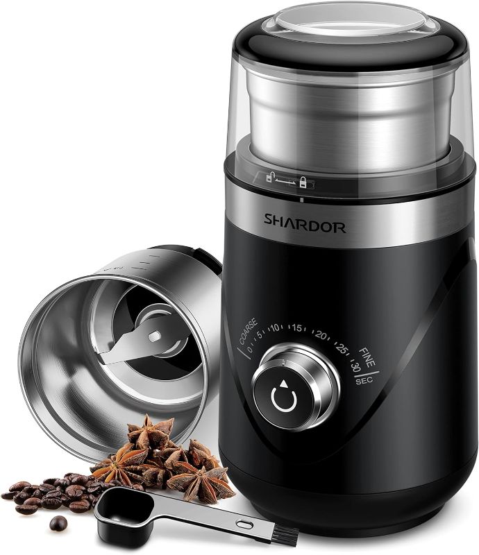 Photo 1 of "similar item" Adjustable Coffee Bean Grinder Electric, Herb/Spice Grinder, Espresso Grinder with 1 Removable Stainless Steel Bowl?silver