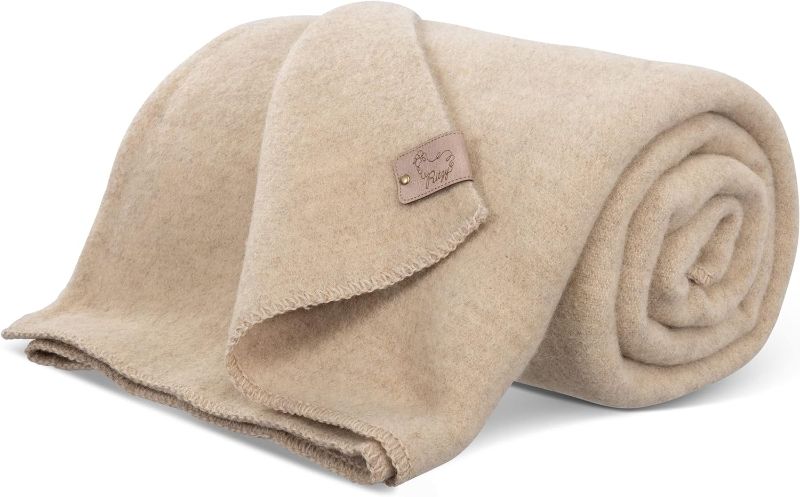 Photo 1 of 100% Wool Blanket - Heavyweight, Warm, Machine Washable - Neutral Beige