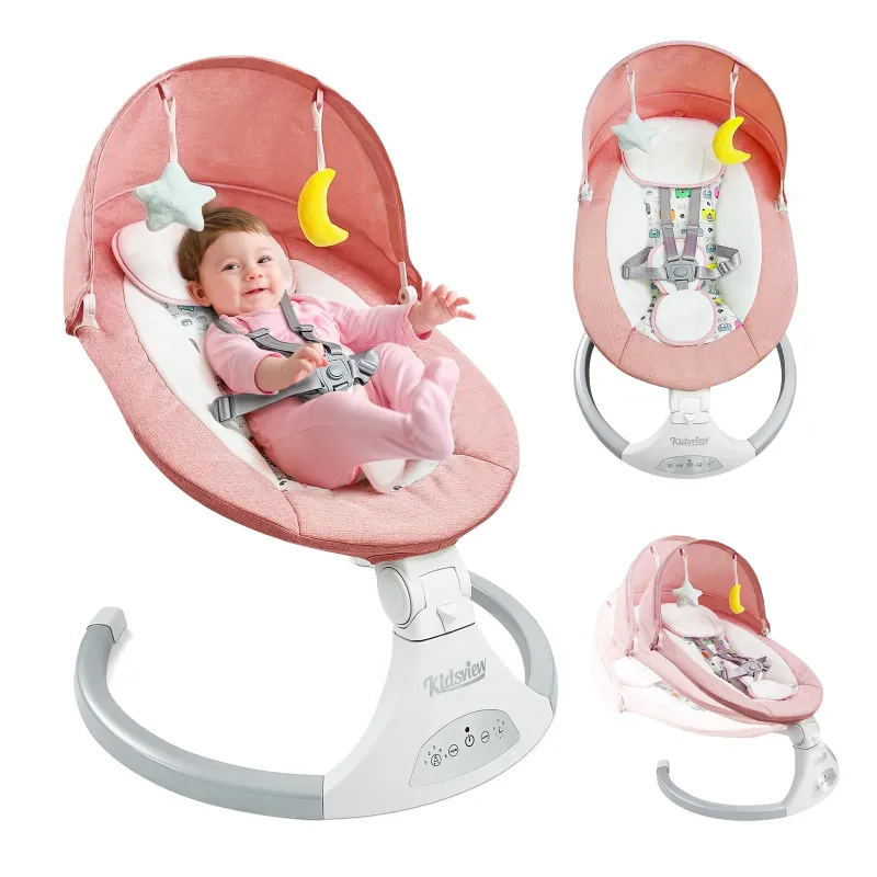 Photo 1 of Baby Swing for Infants | Electric Swing for Babies,Portable Swing for Baby Boy Girl, Infant Swing with Remote Control, 5 Speeds,3 Seat Positions,12 Music and Bluetooth,Aluminum
