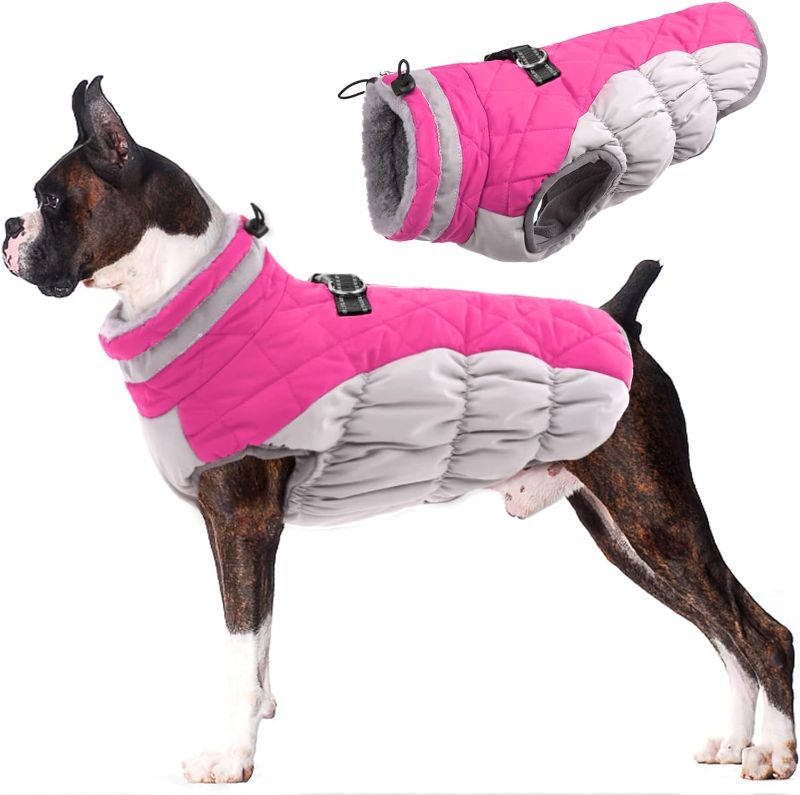 Photo 1 of  Warm Dog Winter Coat Dog Coat Dog Cold Weather Coats Windproof Reflective Turtleneck Fleece Dog Jacket with Harness Thick Dog Fleece Vest XLarge Dog Coat, Dog Coats for Small Medium Large Dogs