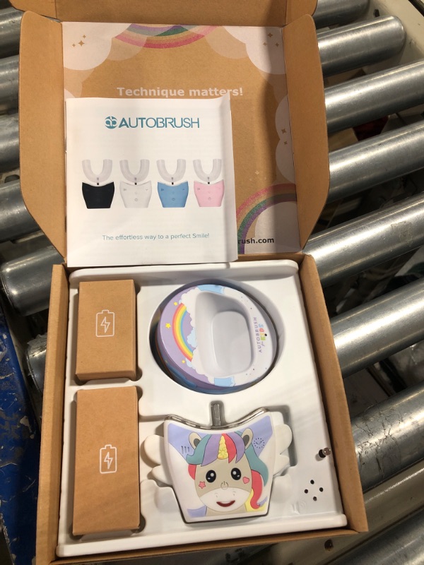 Photo 2 of AutoBrush Sonic Pro Kids U Shaped Electric Toothbrush,Unique 360° Nylon Bristles 3 Cleaning Modes,Whitening LED-Lights,Plays Music (Double-Sided),Ages 3-5, Unicorn Unicorn (Ages 3-5)