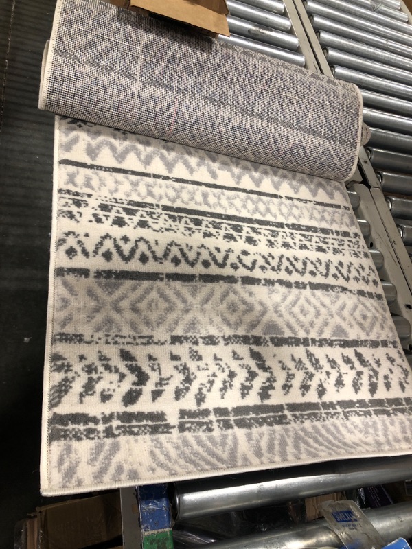 Photo 3 of ****USED** Rugshop Geometric Boho Perfect for high Traffic Areas of Your Living Room,Bedroom,Home Office,Kitchen Easy Cleaning Runner Rug 2' x 7' Gray 2' x 7' Grey