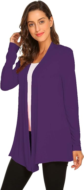 Photo 1 of Newchoice Womens Casual Lightweight Long Sleeve Cardigan Soft Drape Open Front Fall Dusters (S-3XL)