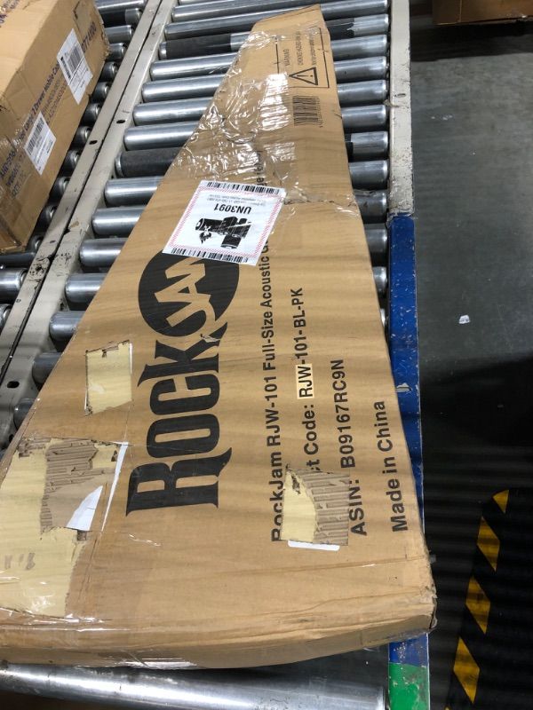 Photo 1 of ***NECK DAMAGED//SOLD AS PARTS*** RockJam Acoustic Guitar Superkit Includes Stand, Gig Bag, Tuner, Picks, Plectrum Holder, Spare Strings & Online Lessons 6 String Pack, Right, Blue, Full (RJW-101-BL-PK)