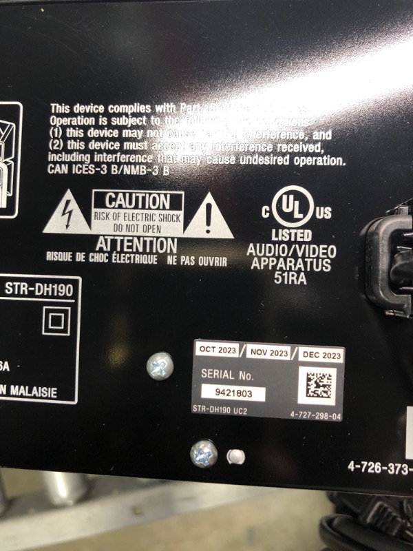 Photo 6 of Sony STRDH190 2-ch Home Stereo Receiver with Phono Inputs & Bluetooth Black ***minor scratches on top of receiver***