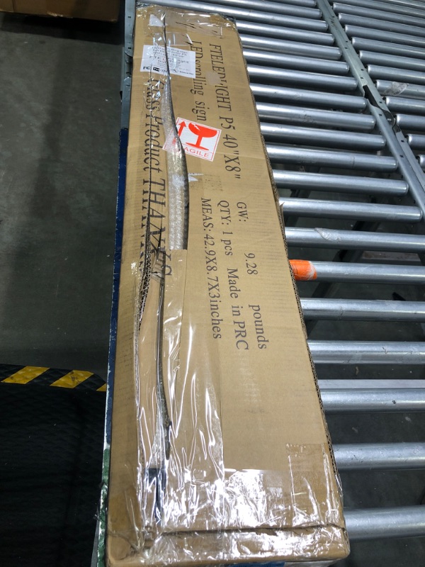 Photo 1 of LED Scrolling Signs P5 40x8 Inch Wifi Programmable, Customizable Name/Text Neon Lights Indoor Outdoor, Wall Display Message Board for Business, Vending Truck Car Advertising Science Fair 192x32 Dots RGB High Brightness ***minor damage to back side of led