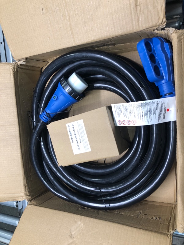 Photo 2 of 50 Amp Generator Cord and Power Inlet Box, 50 Amp Generator Cords 30 Foot,125V/250V Generator Power Cord NEMA14-50P/SS2-50R Twist Lock Connector 30FT Black+Blue