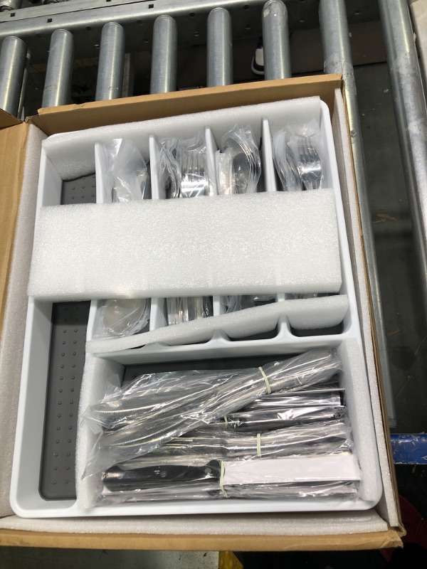 Photo 1 of 49-Piece Silverware Set with Organizer, Heavy Duty Stainless Steel Flatware for 8, Cutlery Utensil Sets with Steak Knives, Rust-proof, Mirror Polished, Dishwasher Safe