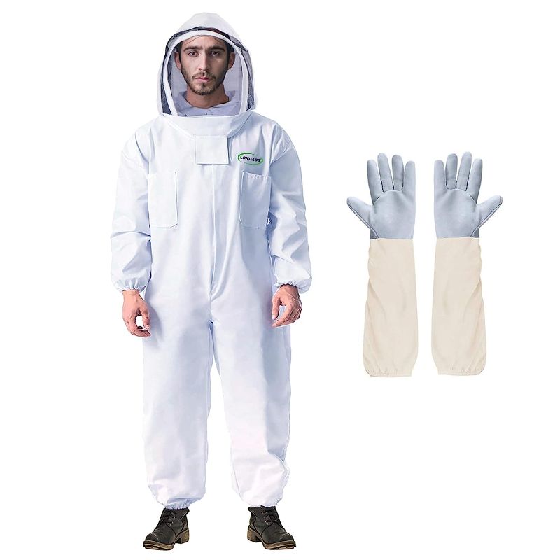 Photo 1 of Professional Bee Suit for Men Women, Beekeeping Suit Beekeeper Suit with Glove &Ventilated Hood, Multi-Size Bee Outfit for Backyard and Bee Keeper *unknown size*
