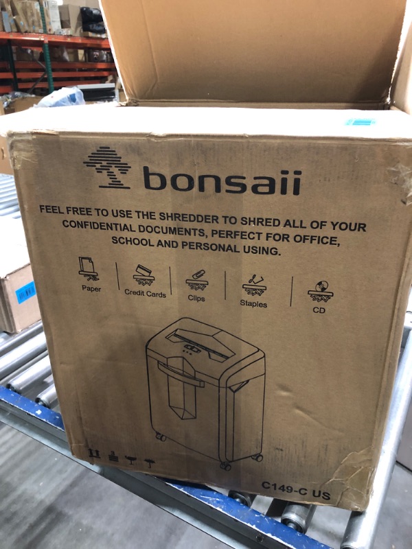 Photo 2 of **FOR PARTS**Bonsaii 18-Sheet Heavy Duty EverShred C149-C Cross-Cut Paper and Credit Card Shredder 60 Minutes Running Time, 6 Gallon Pullout Basket and 4 Casters, Black
