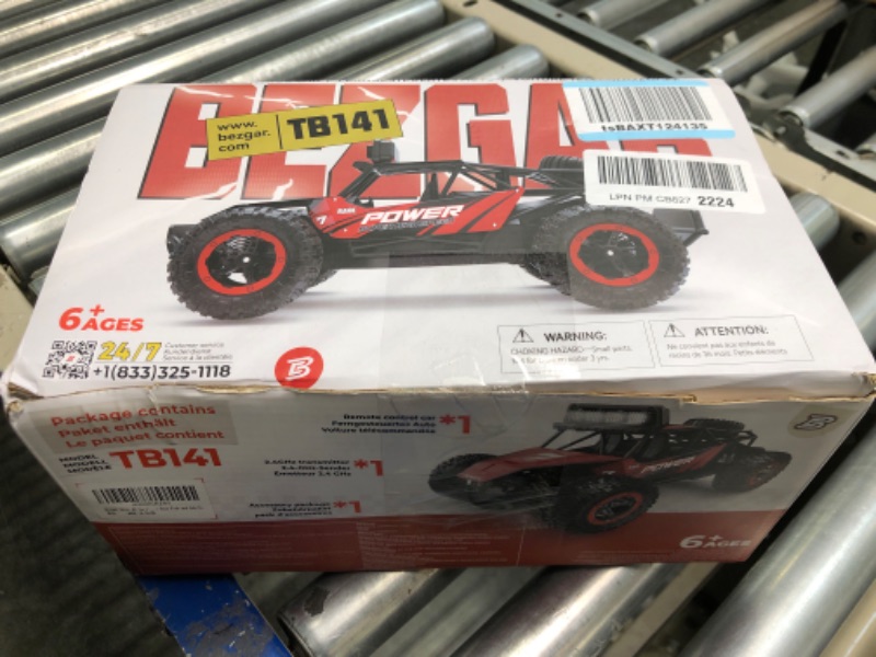 Photo 2 of BEZGAR TB141 RC Cars-1:14 Scale Remote Control Car, 2WD High Speed 20 Km/h All Terrains Electric Toy Off Road RC Car Vehicle Truck Crawler with Two Rechargeable Batteries for Boys Kids and Adults Red 1:14 Scale