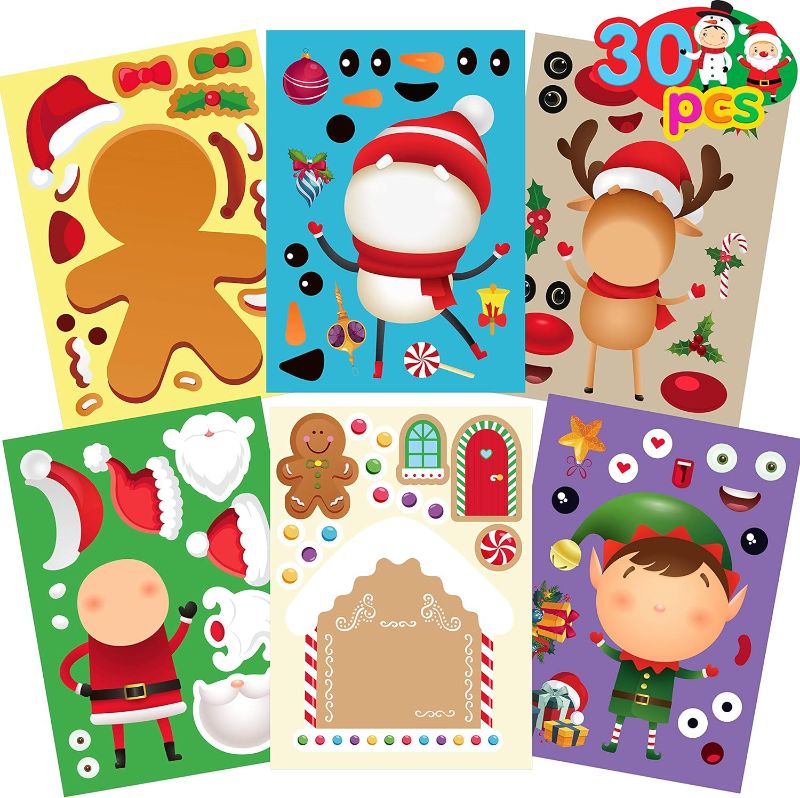 Photo 1 of Funnlot Christmas Stickers for Kids 30PCS Christmas Game for Kids Christmas Stickers for Crafts Make Your Own Christmas Stickers Christmas Stickers Christmas Activities for Toddlers Christmas Stickers