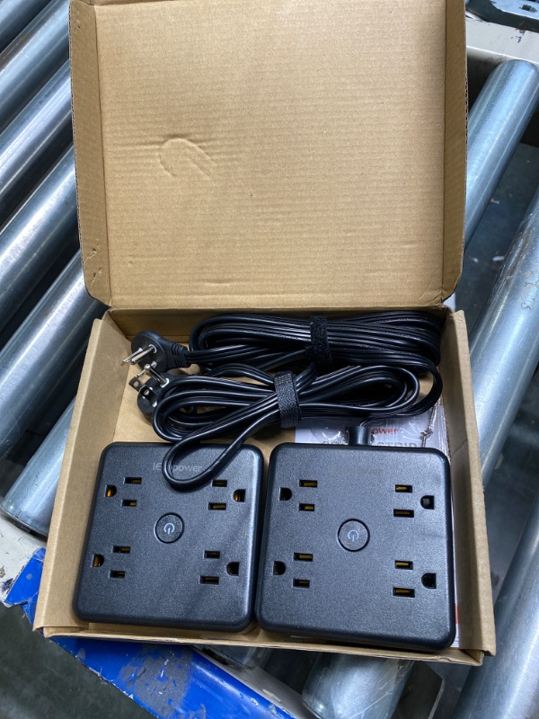 Photo 1 of 2 Pack Ultra Flat Plug Power Strip,Power Strip Surge Protector with 4 Widely Outlets, 6 ft Thin Extension Cord with 3 USB Ports(1 USB C Port)?Slim Desk Charging Station?ETL Listed,Black 6FT 2PACK