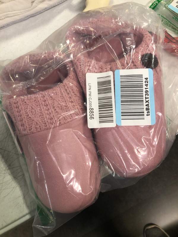 Photo 2 of EverFoams Women's Warm Memory Foam House Shoes Indoor Outdoor Winter Slippers with Rubber Bottom 11-12 Pink