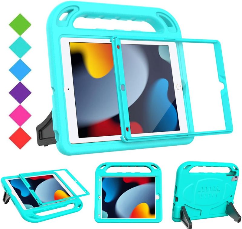 Photo 1 of BMOUO Kids Case for Onn 7 inch Tablet 2020/2019 (Model: 100005206/100015685), with Built-in Screen Protector, Shockproof Light Weight Handle Stand Case for Surf Onn 7" Android Tablet, Turquoise