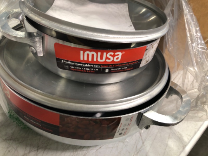 Photo 2 of ***ONLY 2 PIECES*** IMUSA USA 2 Piece Natural Aluminum Caldero Set (1.6/3.2/4.6 Quart) New Model