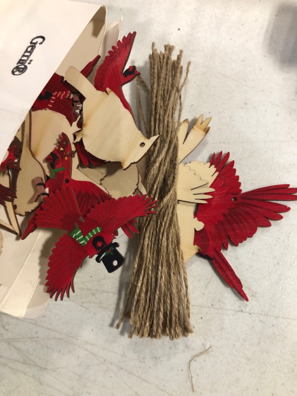 Photo 1 of 40 Pieces Red Cardinal Christmas Ornaments Cardinal Birds Hanging Wood Decor Cardinal Wooden Christmas Tree Ornaments Memorial Christmas Ornaments for Xmas Tree Memorial Home Wedding Gift Decorations