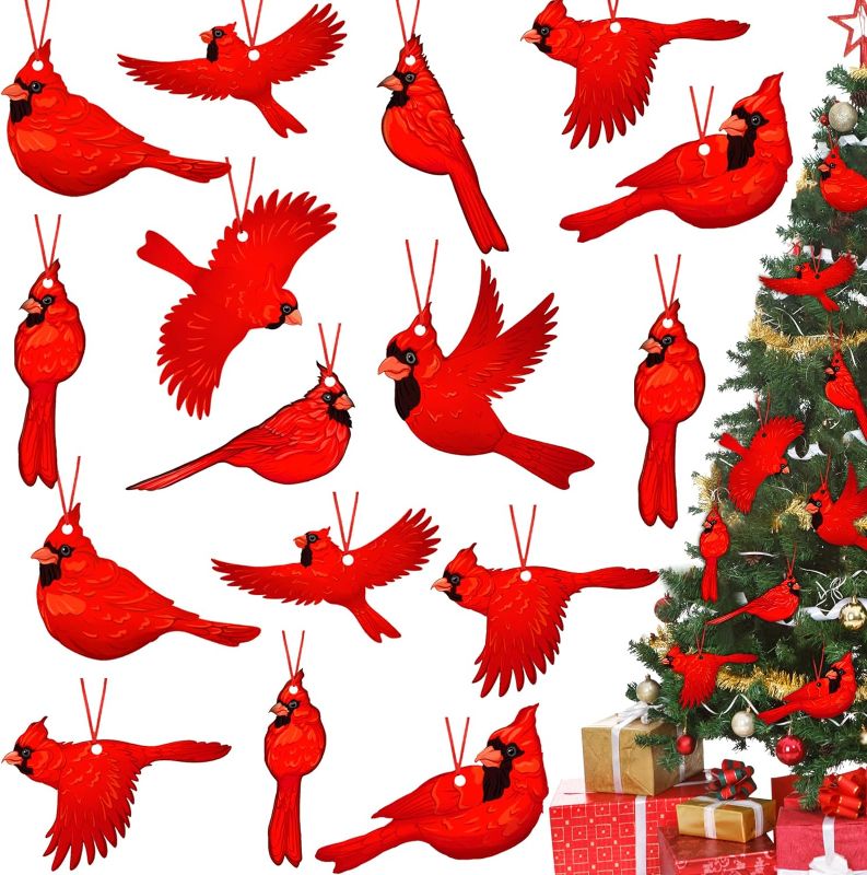 Photo 1 of 40 Pieces Red Cardinal Christmas Ornaments Cardinal Birds Hanging Wood Decor Cardinal Wooden Christmas Tree Ornaments Memorial Christmas Ornaments for Xmas Tree Memorial Home Wedding Gift Decorations