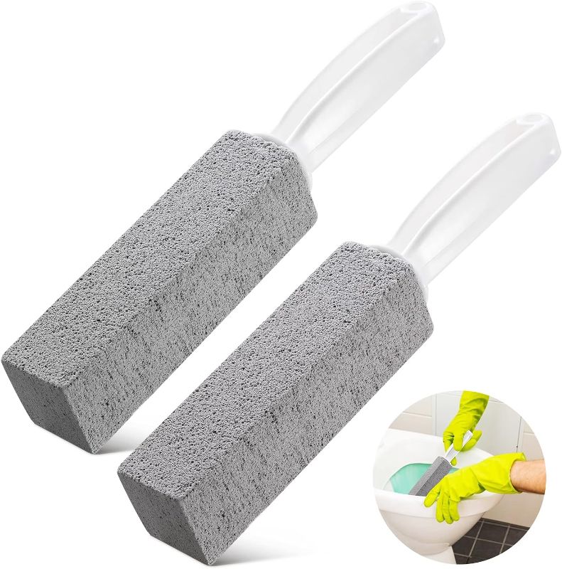 Photo 1 of 2 Pack Toilet Cleaner Hard Water Build up Remover with Ergonomic Handle, Toilet Bowl Stain Ring Remover, Pumice Stone Toilet Cleaner Tool Stain Remover for Toilet, Pool, Bathroom, Sink
