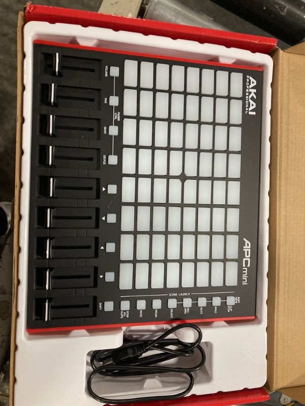 Photo 4 of AKAI Professional APC Mini MK2 - USB MIDI Pad Controller for Clip Launching with Ableton Live Lite, 64 RGB Pads, Drum and Note Mode and MIDI Mixer,Black