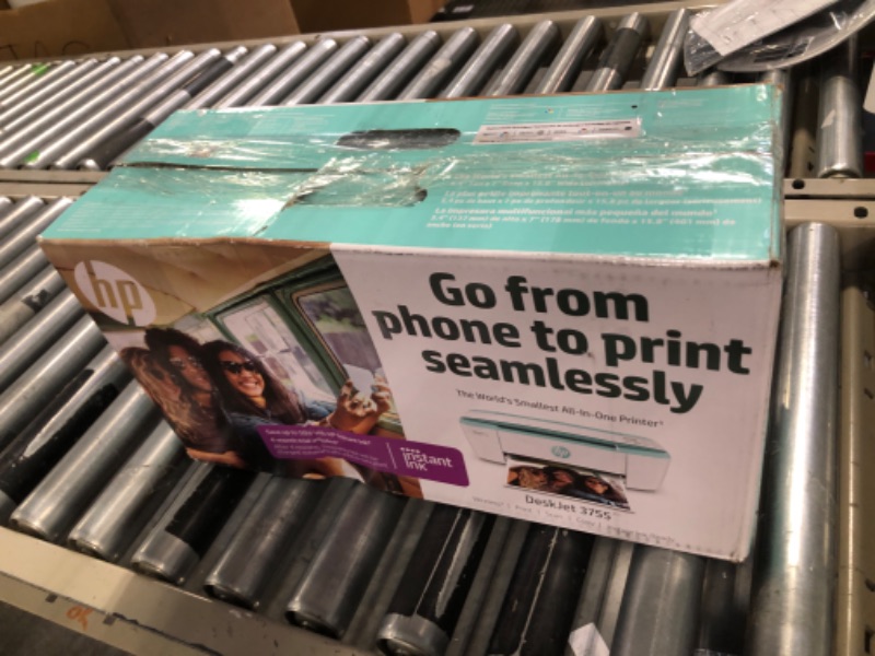 Photo 1 of HP DeskJet 3755 Compact All-in-One Wireless Printer (J9V92A) & 65XL Black High-Yield Ink Cartridge | N9K04AN & 65 Black/Tri-Color Ink Cartridges (2-Pack) | T0A36AN Seagrass Printer + Black Ink + Black/Tri-color Ink