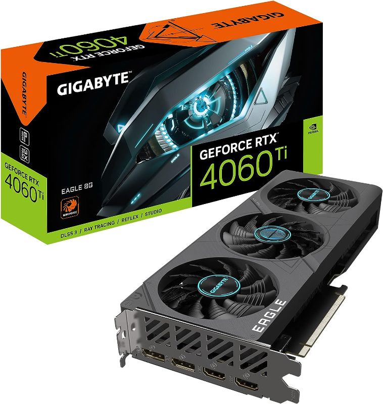 Photo 1 of GIGABYTE GV-N406TEAGLE-8GD GeForce RTX 4060 Ti Eagle 8G Graphics Card, 3X WINDFORCE Fans, 8GB 128-bit GDDR6, Video Card
