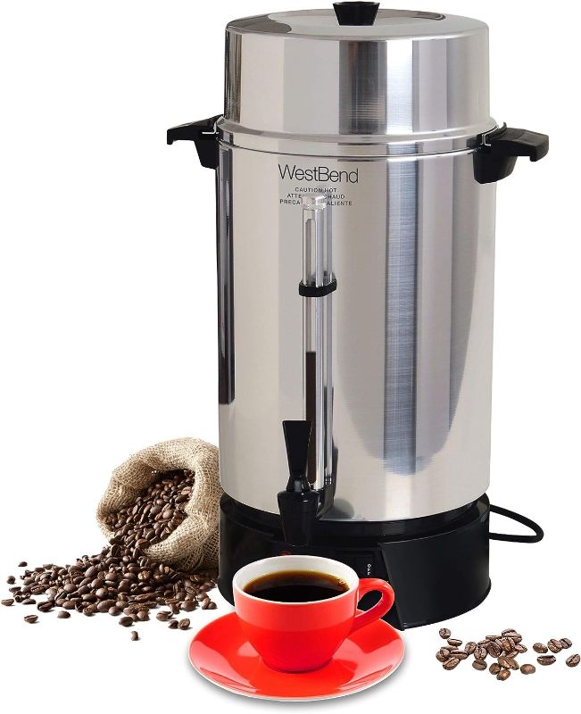 Photo 1 of ***SIMILAR ITEM*** Coffee Urn Commercial Highly-Polished Aluminum NSF Approved Features Automatic Temperature Control Large Capacity with Fast Brewing and Easy Clean Up, 100-Cup, Silver