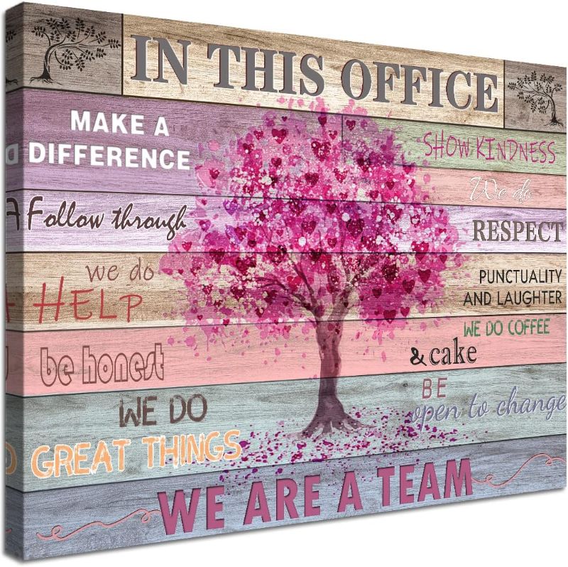 Photo 1 of Pink Inspirational Wall Art for Office Women Motivational Quotes Phrases Poster Rustic Heart Tree Pictures Framed Wall Art Décor Contemporary Home Workspace Desk Decorations Gifts for Women 20x24inch