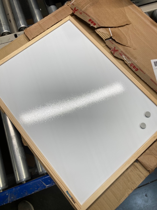 Photo 2 of Mastervision Magnetic Dry Erase White Board, 18" x 24", Pine Wood Frame 
