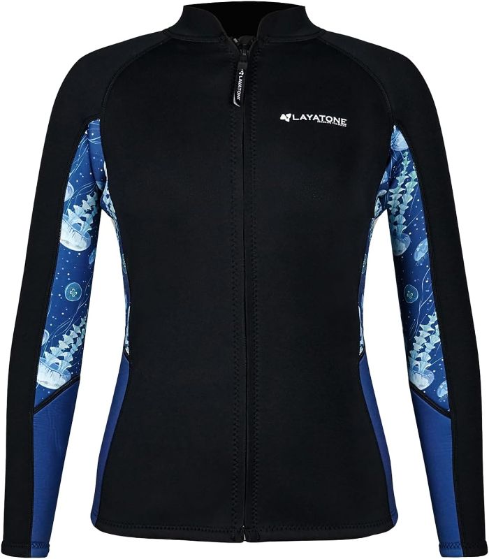 Photo 1 of LayaTone Wetsuit Top Women 3mm Neoprene Wetsuit Jacket, Optional Neoprene/Lycra Sleeves Wetsuit Tops for Swimming Diving Surfing Canoeing
