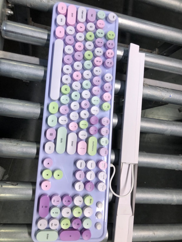 Photo 1 of Atelus Computer Wired Keyboard, Plug Play USB Full-Size Keyboard with Large Number Pad, Caps Indicators, Foldable Stands, for Windows 7/8/10 PC Laptop (Purple Colorful)