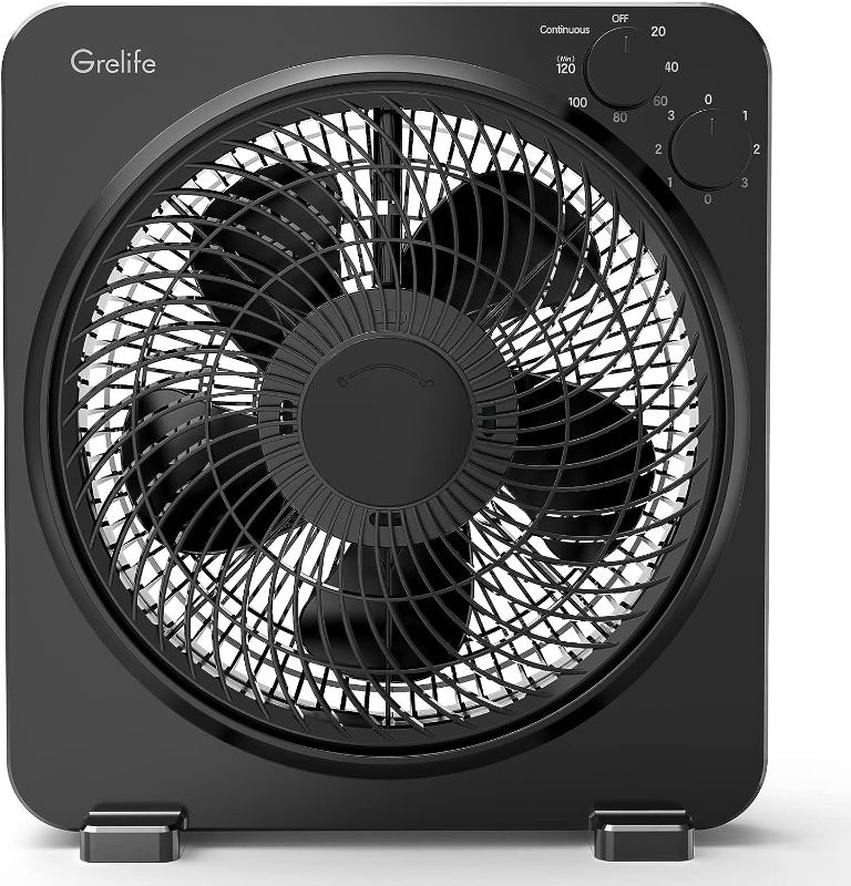 Photo 1 of 
Grelife Box Fan, 14" Table Fan with 3 Speeds, Rotatable Grill Desk Fan, Quiet Operation Fast Cooling Fan with 120 Min Timer, Portable Compact Design for...

