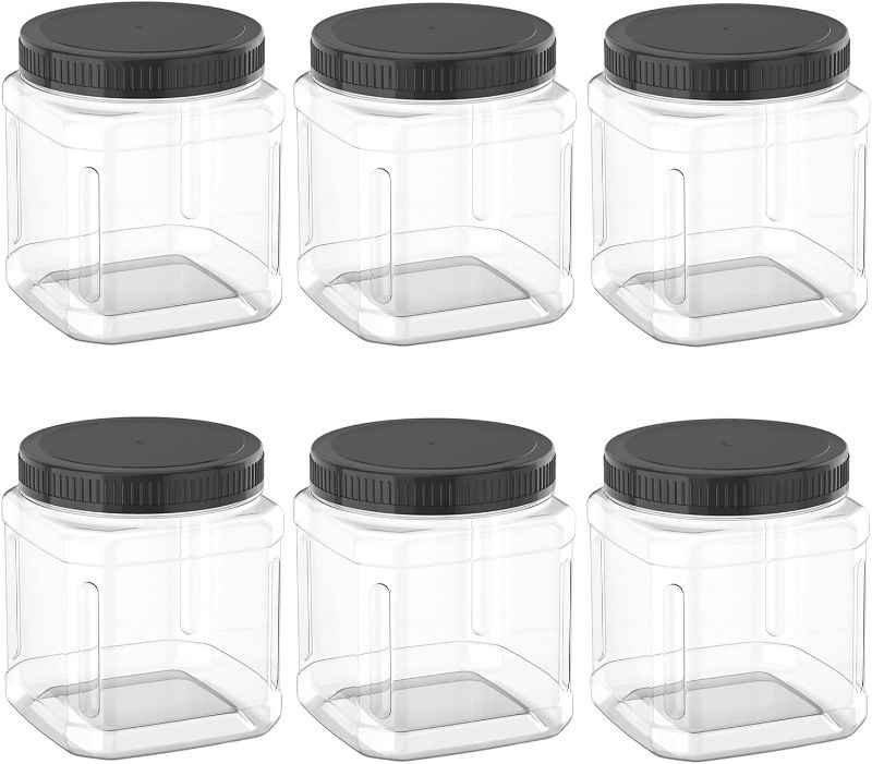 Photo 1 of 22 Ounce Storage Jars Reusable Clear Plastic Jars for Kitchen and Household Storage, 6 Pack