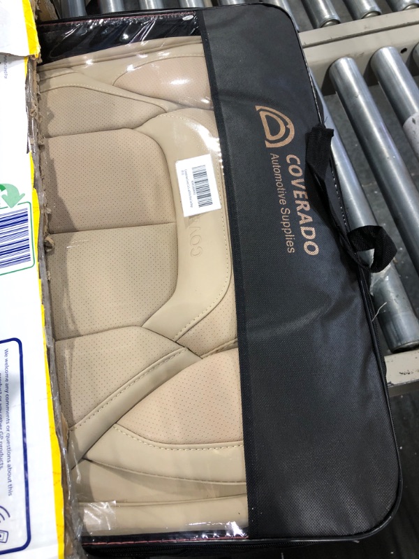 Photo 2 of Coverado Front Seat Covers 2 Pieces, Waterproof Nappa Leather Auto Seat Protectors, Universal Fit for Most Sedans SUV Pick-up Truck, Beige Beige FrontPair