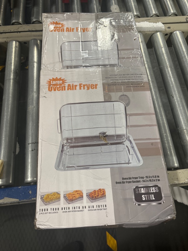 Photo 3 of 15.5“ x 11.6“ Air Fryer Basket for Oven, Large Stainless Steel Air Fryer Pan and Crisper Tray for Baking Fries,Bacon,Chicken