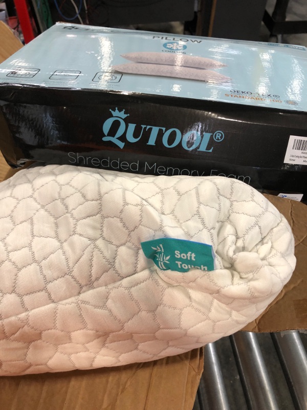 Photo 2 of QUTOOL Bed Pillows Queen Size Set of 2, Shredded Memory Foam Pillows 2 Pack, Cooling Gel Pillows for Sleeping, Adjustable Pillows for Side Stomach and Back Sleepers with Washable Cover
