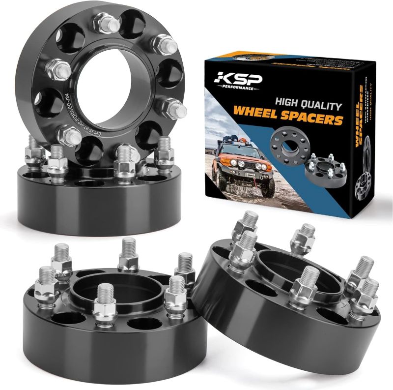 Photo 1 of KSP F150 Wheel Spacers 2 inch, 6x135 Wheel Spacer for Ford F150 Expedition Navigator 2015-2023, 50mm Thick with M14x1.5 Studs and 87.1mm Hub Bore 6 Lug Hubcentric Wheel Adapters Black 4PCS