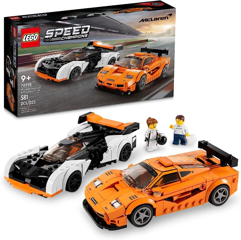 Photo 1 of LEGO Speed Champions McLaren Solus GT & McLaren F1 LM 76918, 2 Iconic Race Car Toys, Hypercar Model Building Kit, Collectible 2023 Set