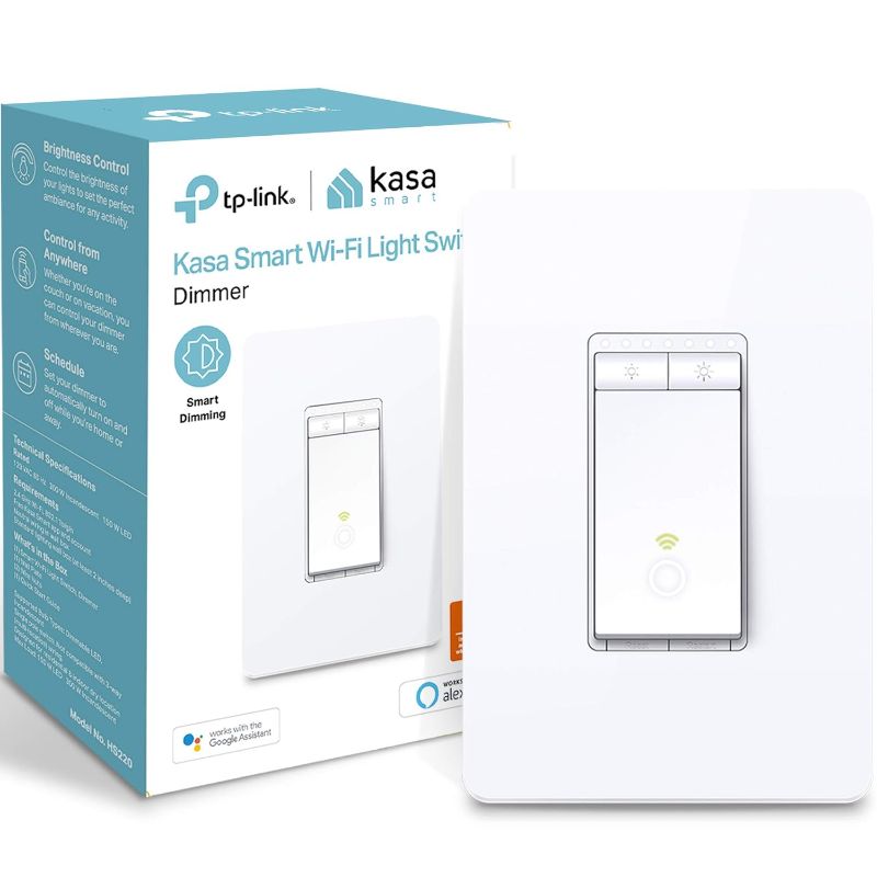 Photo 1 of Kasa Smart Dimmer Switch HS220, Single Pole, Needs Neutral Wire, 2.4GHz Wi-Fi Light Switch Works with Alexa and Google Home, UL Certified, No Hub Required, 1 Pack