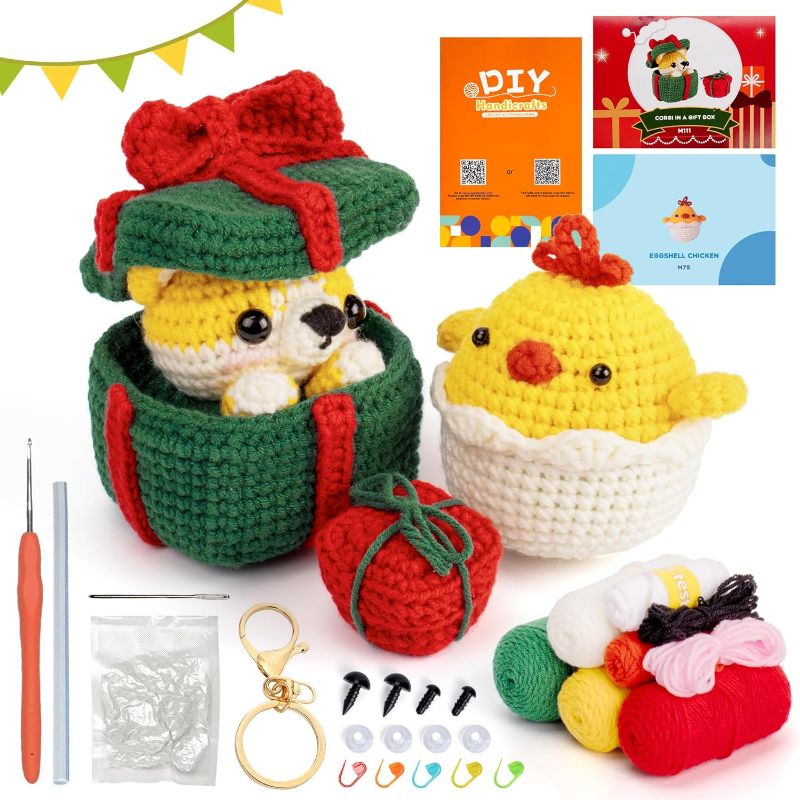 Photo 1 of Auspicious beginning Easter Crochet Kit for Beginners-Crochet Kits for Adults, Dog and Easter Chicken Crocheting Starter Kits, Crochet Animal Kit Includes Step-by-Step Video Tutorials Birthday Gifts
