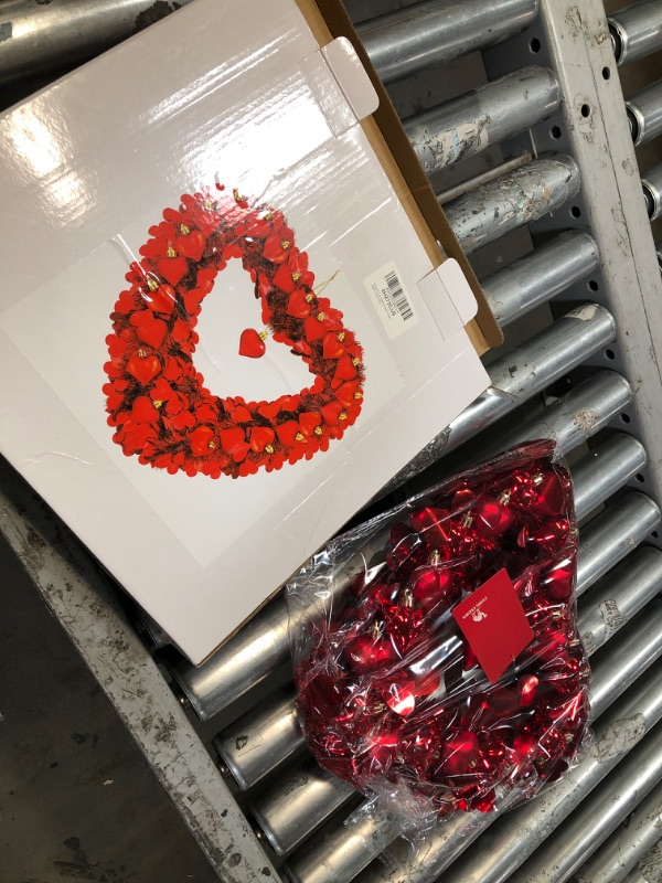 Photo 1 of Fovths 12 Inch Valentine Heart Wreaths Valentine's Day Heart Shaped Ornaments for Valentines Wedding Birthday Front Door Outdoor Decorations