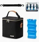 Photo 1 of BABEYER Breastmilk Cooler Bag with Ice Pack Fits 6 Baby Bottles up to 9 Ounce, Breast Milk Pump Cooler Bag with Shoulder Strap for Nursing Mom Daycare, Work, Travel- bkack 