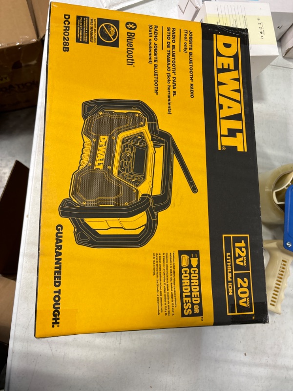 Photo 2 of DEWALT 12V/20V MAX Bluetooth Radio, Cordless, 100 ft Range, 3.5” Subwoofers, Portable for Jobsites (DCR028B)