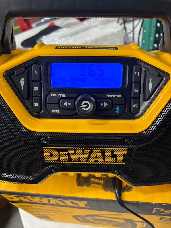 Photo 3 of DEWALT 12V/20V MAX Bluetooth Radio, Cordless, 100 ft Range, 3.5” Subwoofers, Portable for Jobsites (DCR028B)