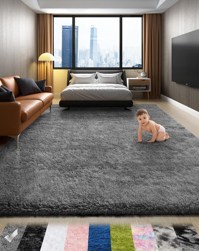 Photo 1 of 
Ophanie Area Rugs for Bedroom Living Room, 4x6 Grey Fluffy Fuzzy Shag Shaggy Carpet Soft Plush Furry Bedside Rug, Indoor Floor Rug for Kids Girls Boys