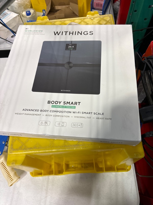 Photo 2 of WITHINGS Body Smart - Accurate Scale for Body Weight and Fat Percentage, Body Composition Wi-Fi and Bluetooth Weight Scale, Baby Weight Scale, Smart Scale Apple Compatible, Bathroom Scale,FSA/HSA Body Smart Black